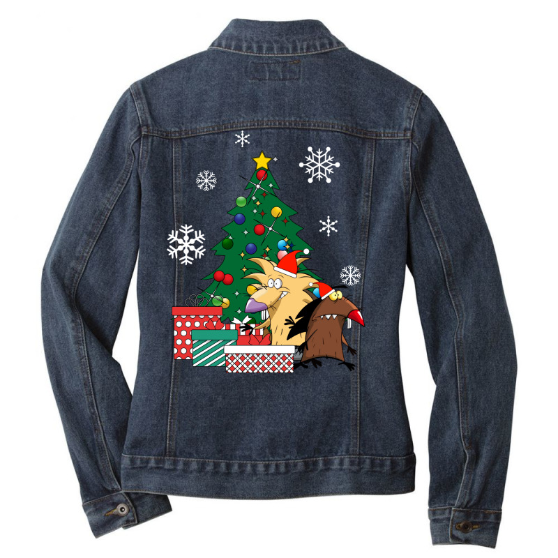 Angry Beavers Around The Christmas Tree Ladies Denim Jacket by deevdrahax | Artistshot