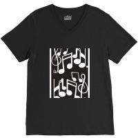 Musical Notes Design Pattern V-neck Tee | Artistshot