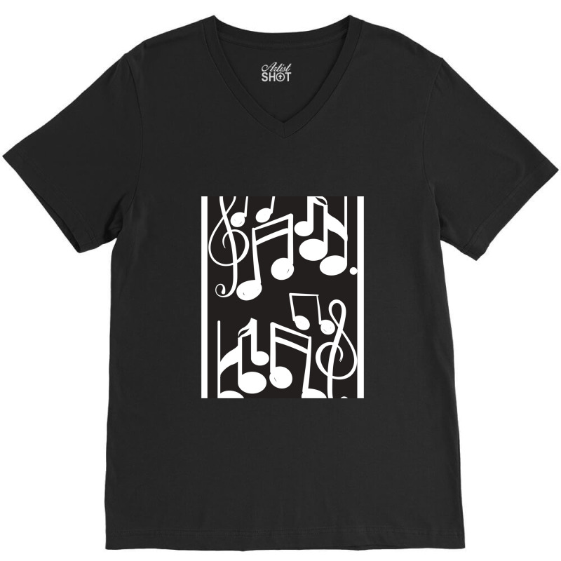 Musical Notes Design Pattern V-neck Tee | Artistshot