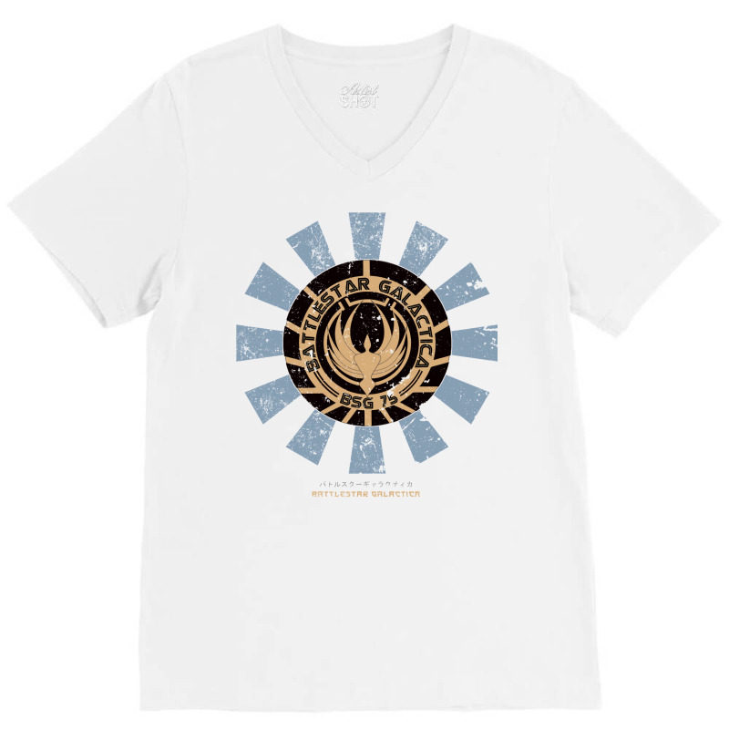 Battlestar Galactica Retro Japanese V-Neck Tee by deevdrahax | Artistshot