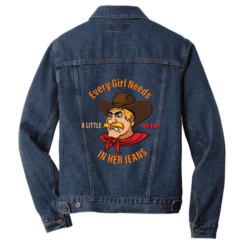 Every Girl Needs A Little Rip In Her Jeans Angry Cowboy Man Men Denim Jacket | Artistshot