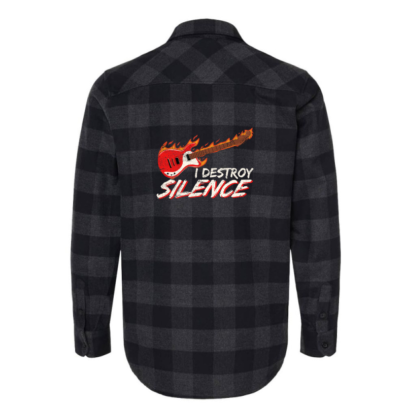 I Destroy Silence Funny Electric Guitar Player Guitar Lover Flannel Shirt by PeteBabic | Artistshot