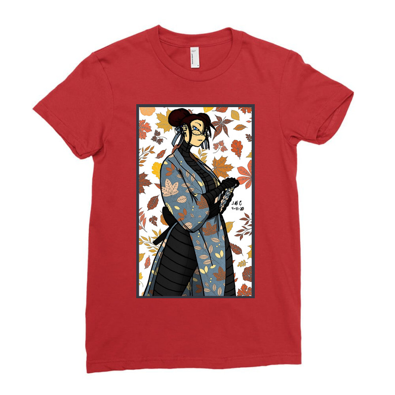 Red Bun Samurai Ladies Fitted T-Shirt by J D.C. Illustrations | Artistshot