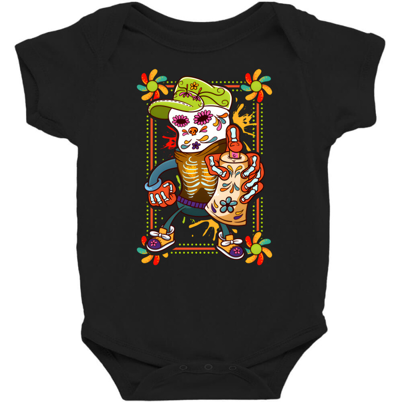 Artistshot Limited Edition Sugar Skull Biker Calavera Candy Skull Colo Baby Bodysuit by brumfieldportillo7vlpq8 | Artistshot