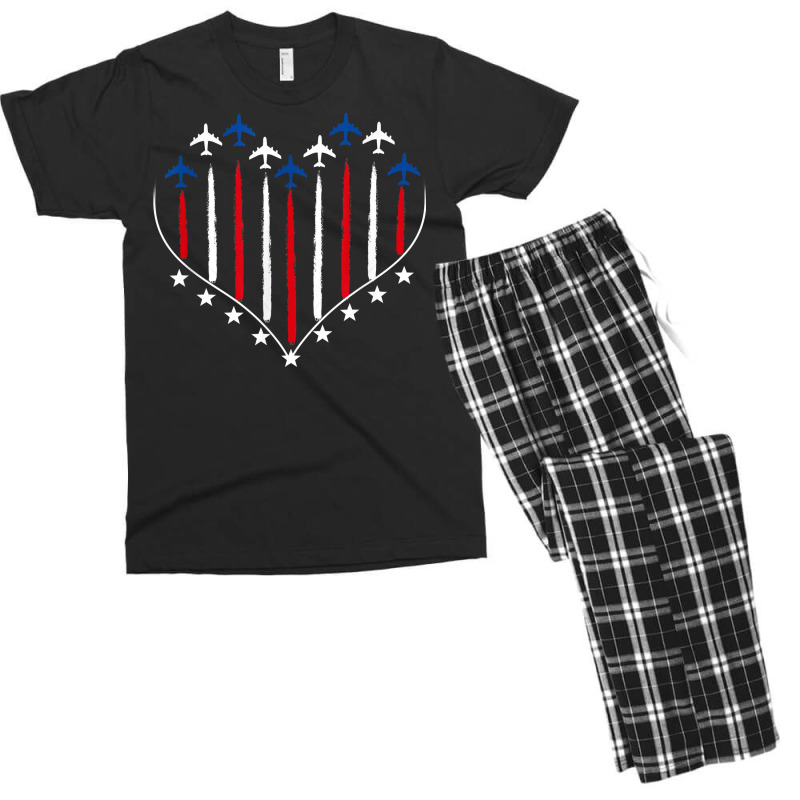 Fighter Plane Red White And Blue Patriotic American Flag T Shirt Men's T-shirt Pajama Set | Artistshot