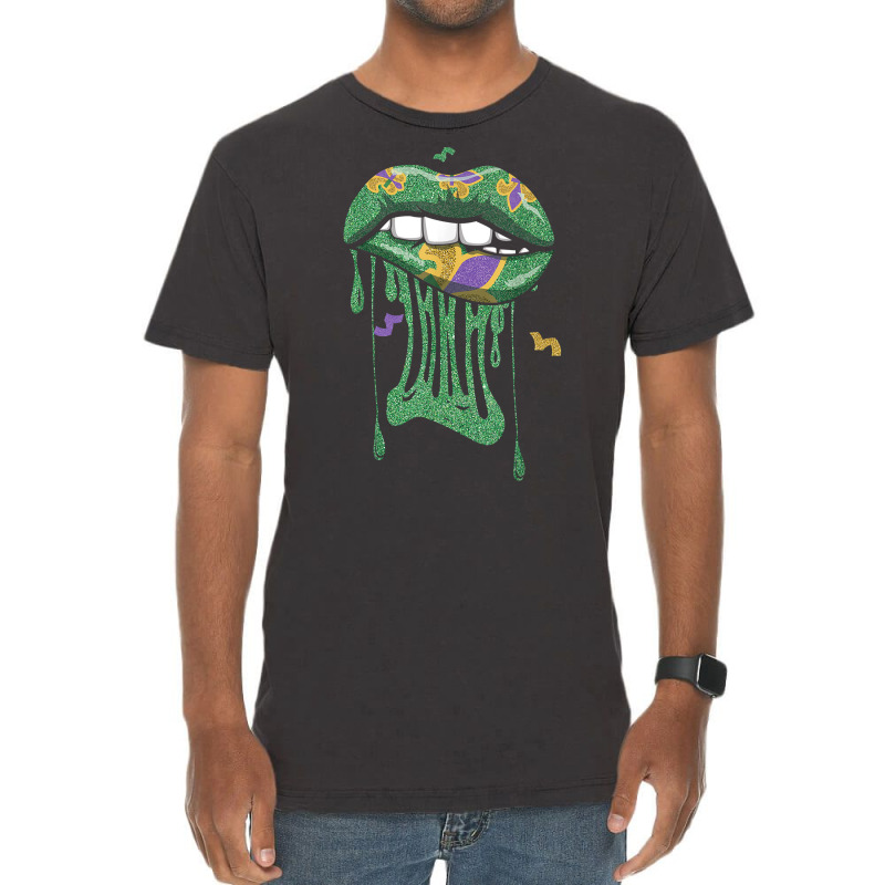 Bite Lips Drip Mardi Festival Parade Beads Mardi Gras T Shirt Vintage T-shirt | Artistshot