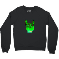 Rock Hand Gesture Space Green Rock N Roll Salute Crewneck Sweatshirt | Artistshot