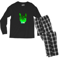 Rock Hand Gesture Space Green Rock N Roll Salute Men's Long Sleeve Pajama Set | Artistshot