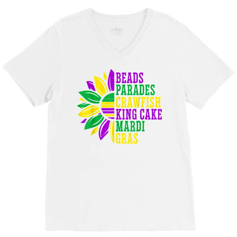 Beads Parades Crawfish King Cake Mardi Gras Celebration T Shirt V-neck Tee | Artistshot