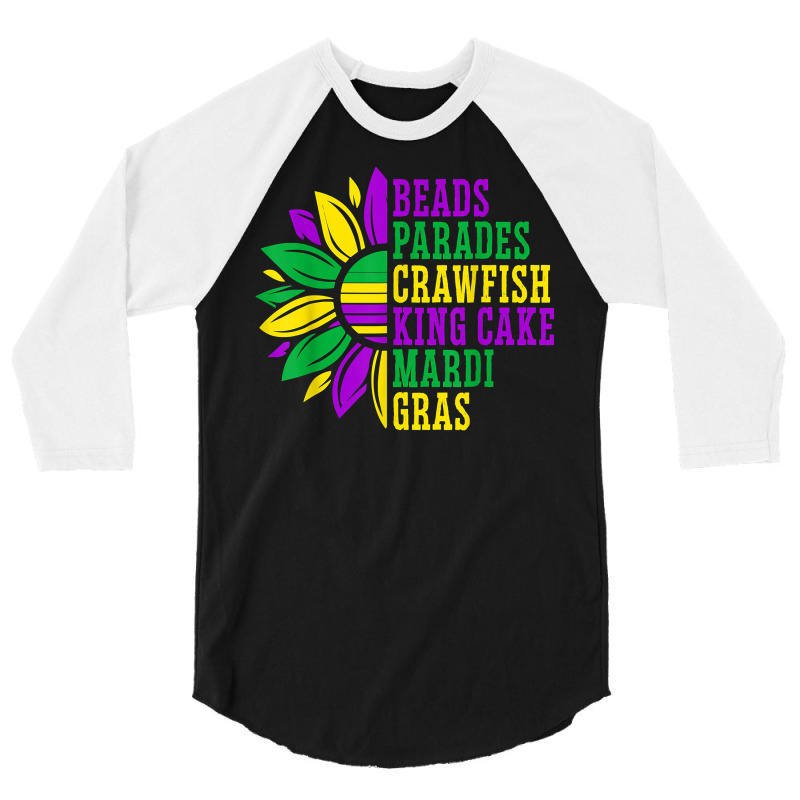 Beads Parades Crawfish King Cake Mardi Gras Celebration T Shirt 3/4 Sleeve Shirt | Artistshot