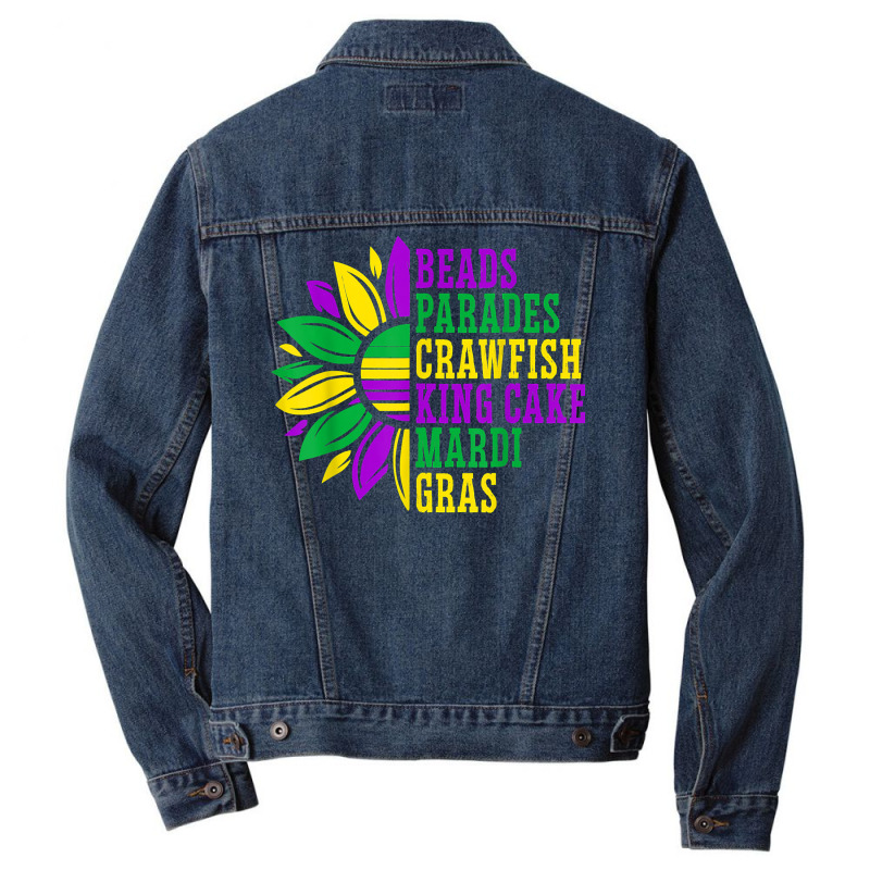 Beads Parades Crawfish King Cake Mardi Gras Celebration T Shirt Men Denim Jacket | Artistshot