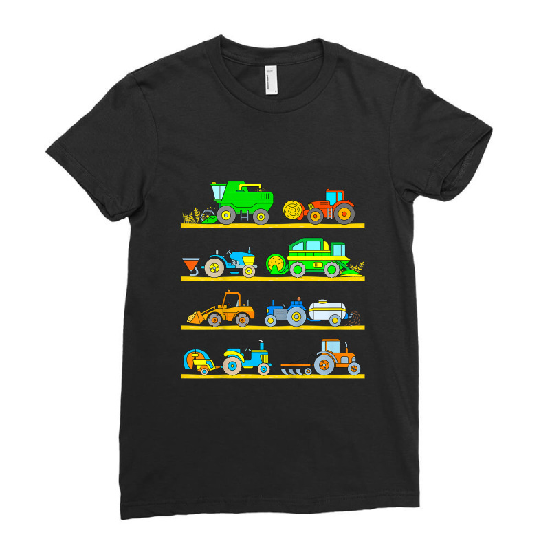 Kids Combine Harvester Farm Vehicles Tractor Boys Ladies Fitted T-Shirt by DanaMarieDeLosSantos | Artistshot