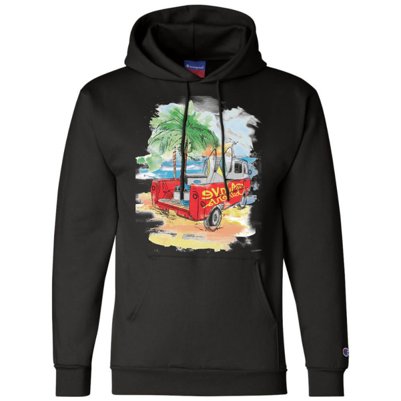 Beach Car Sunset Champion Hoodie | Artistshot