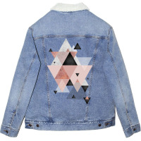 Geometric Compilation In Rose Gold And Blush Pink Unisex Sherpa-lined Denim Jacket | Artistshot