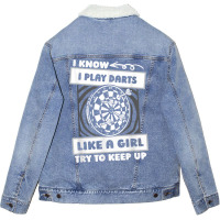 Darting Girl Dartboard   Arrow Darts T Shirt Unisex Sherpa-lined Denim Jacket | Artistshot