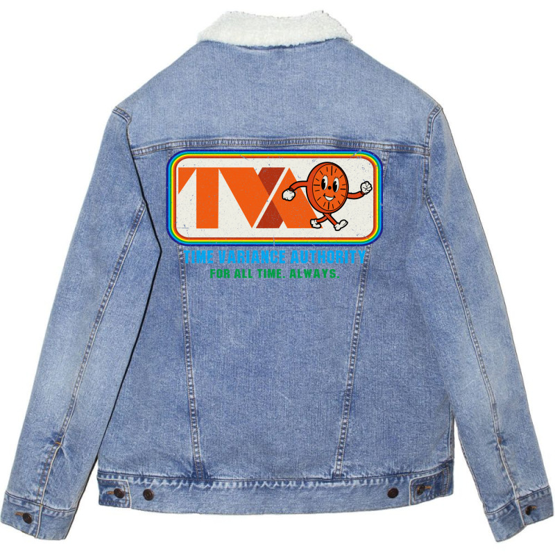 Tva Time Variance Authority Miss Minutes Rainbow Worn Unisex Sherpa-lined Denim Jacket | Artistshot