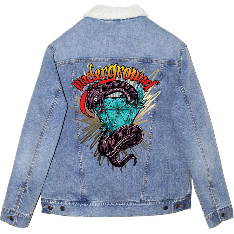 Underground Snake Diamond Unisex Sherpa-lined Denim Jacket | Artistshot