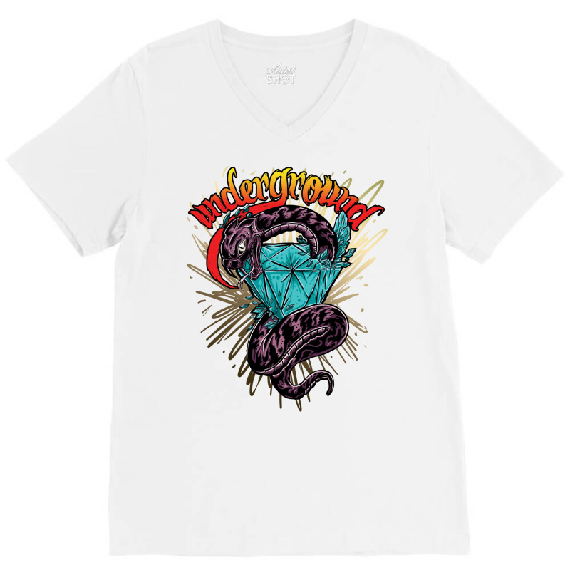 Underground Snake Diamond V-neck Tee | Artistshot