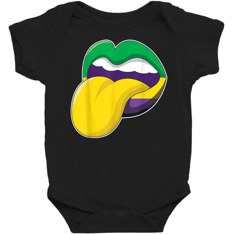 Tongue Lips Lick Mardi Festival Parade Beads Mardi Gras T Shirt Baby Bodysuit by linbere | Artistshot