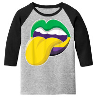 Tongue Lips Lick Mardi Festival Parade Beads Mardi Gras T Shirt Youth 3/4 Sleeve | Artistshot