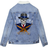 Gangster Skull Mafia Guns Arts Fog Dollars Money Unisex Sherpa-lined Denim Jacket | Artistshot