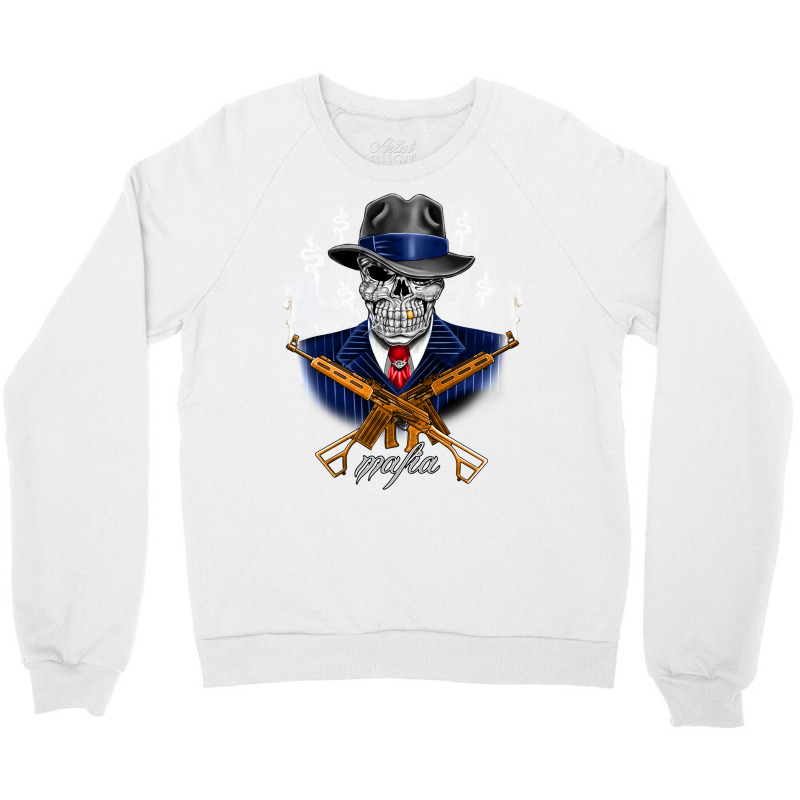 Gangster Skull Mafia Guns Arts Fog Dollars Money Crewneck Sweatshirt by glealcongerj | Artistshot