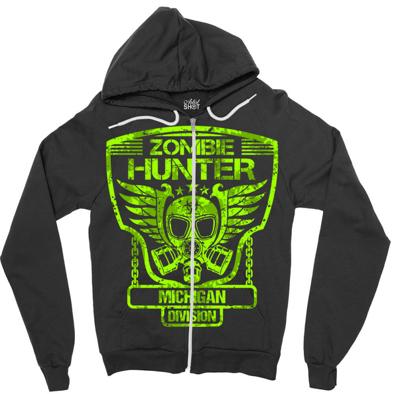 Michigan Zombie Hunter Hoodie Zipper Hoodie | Artistshot