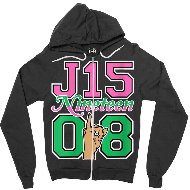 Womens J15 Nineteen 08 Founder's Day Aka Women Hand Sign V Neck T Shir Zipper Hoodie | Artistshot