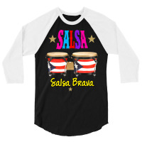 Bongos Puerto Rico Salsa Salsa Brava 3/4 Sleeve Shirt | Artistshot