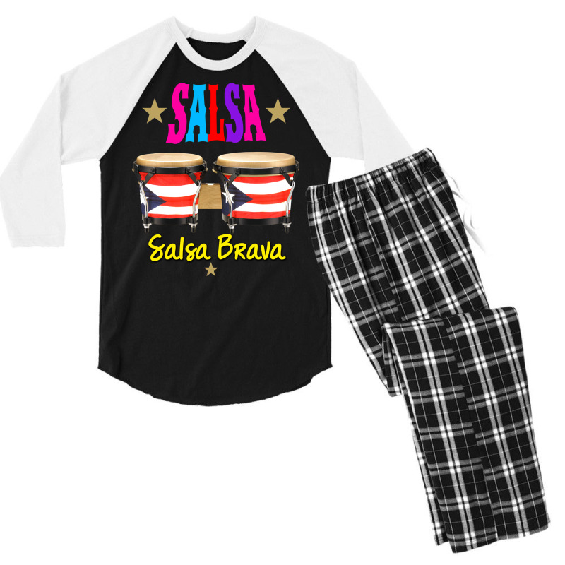 Bongos Puerto Rico Salsa Salsa Brava Men's 3/4 Sleeve Pajama Set | Artistshot