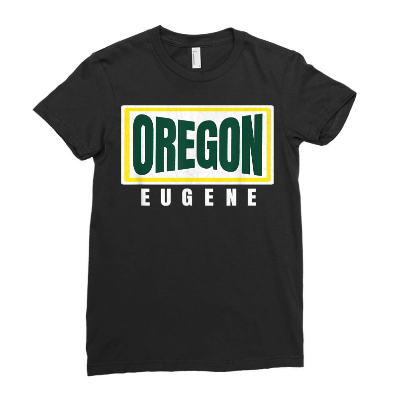 Eugene Greenyellow Retro Striped Eugene Oregon Fun Hometown T Shirt Ladies Fitted T-Shirt by angellacz6cstu | Artistshot