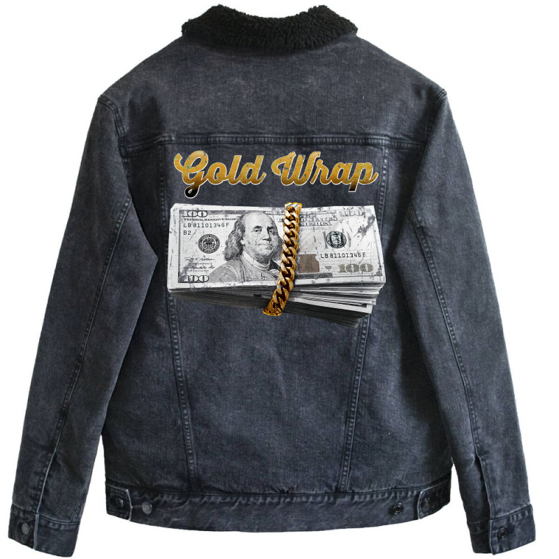 Gold Wrap Money Chain Unisex Sherpa-Lined Denim Jacket by glealcongerj | Artistshot