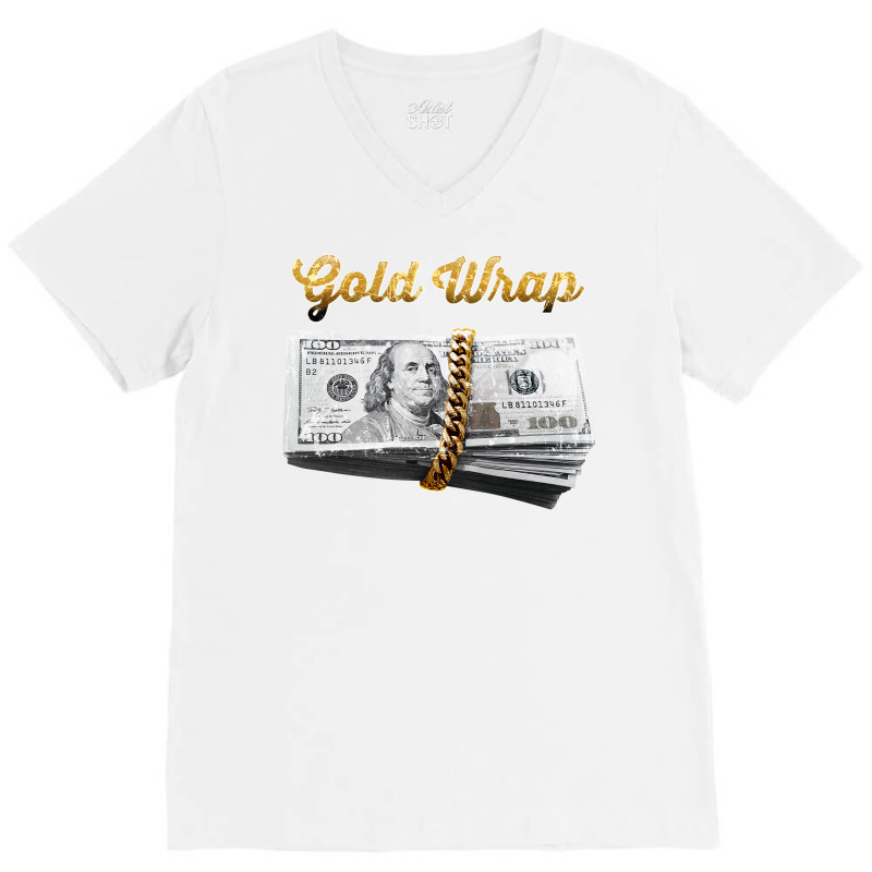 Gold Wrap Money Chain V-Neck Tee by glealcongerj | Artistshot