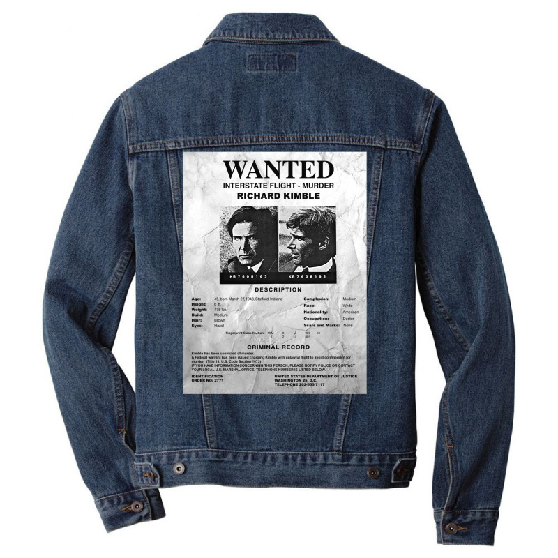 Wanted Fugitive Flyer R Kimble Men Denim Jacket | Artistshot