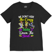 Don't Hide The Crazy We Parade It Down The Street Mardi Gras T Shirt V-neck Tee | Artistshot