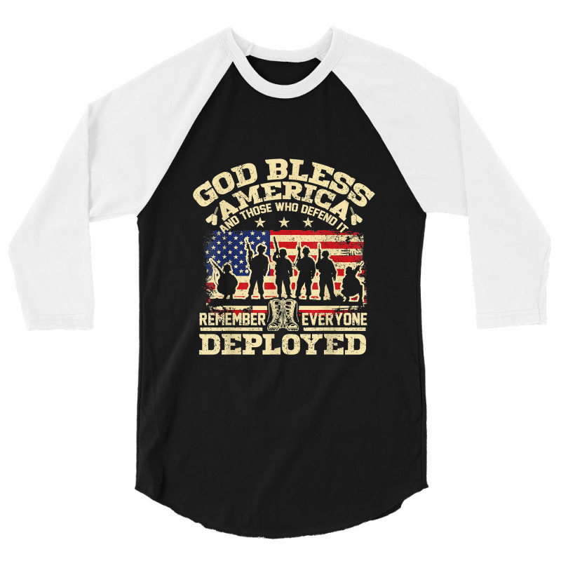 Red Friday God Bless America Remember Everyone Deployed 3/4 Sleeve Shirt | Artistshot