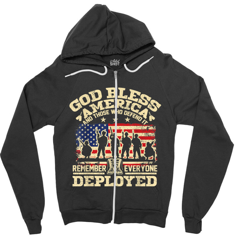 Red Friday God Bless America Remember Everyone Deployed Zipper Hoodie | Artistshot