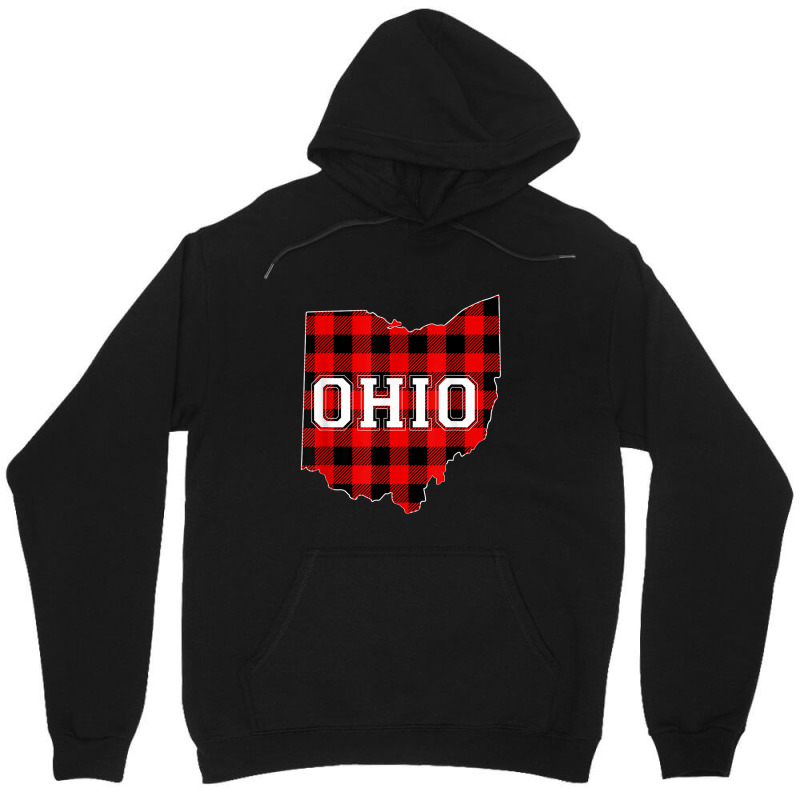 Red Plaid State Of Ohio Pride Striped Graphic Design Unisex Hoodie | Artistshot