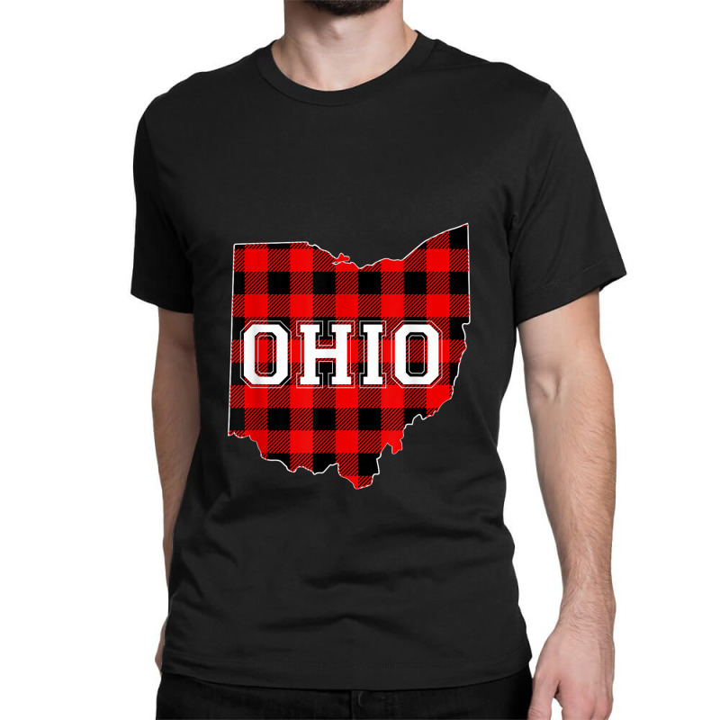 Red Plaid State Of Ohio Pride Striped Graphic Design Classic T-shirt | Artistshot