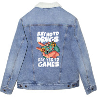 Red Ribbon Squad Week Say No To Say Yes To Video Games Unisex Sherpa-lined Denim Jacket | Artistshot