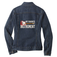 Guitar Player Rock Music Instrument Bass Guitar Ladies Denim Jacket | Artistshot