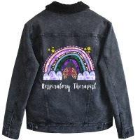 Respiratory Therapist Rainbow Lung Leopard Therapy Unisex Sherpa-lined Denim Jacket | Artistshot