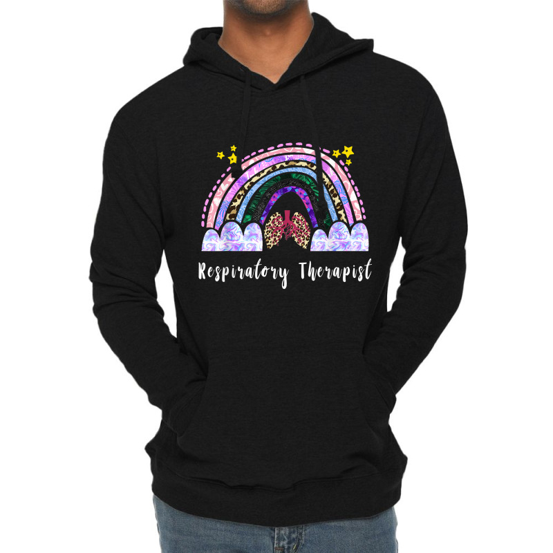 Respiratory Therapist Rainbow Lung Leopard Therapy Lightweight Hoodie | Artistshot