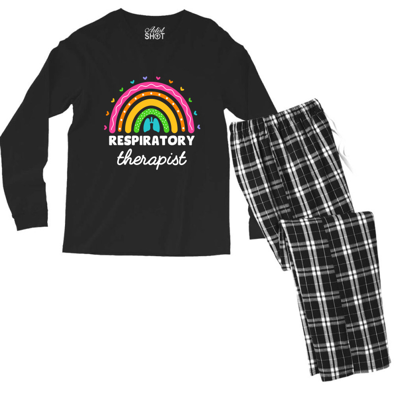 Respiratory Therapist Rainbow Lung Rt Respiratory Therapy Sweatshirt Men's Long Sleeve Pajama Set | Artistshot