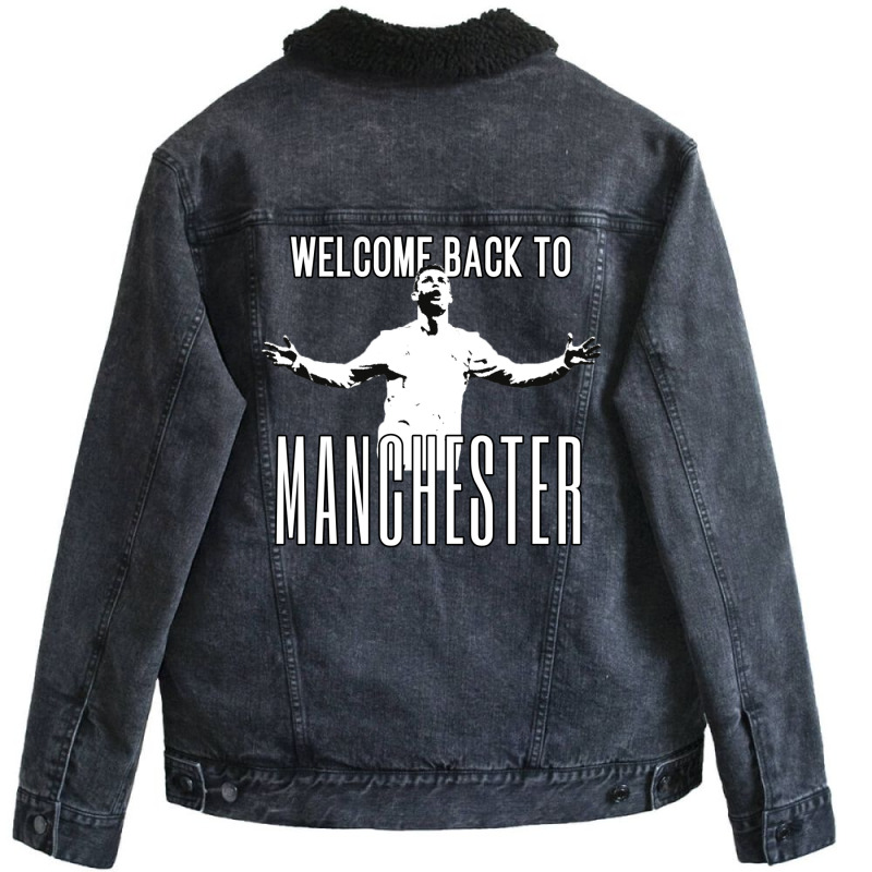 Welcome Back To Manchester Ronaldo 1 Unisex Sherpa-lined Denim Jacket | Artistshot