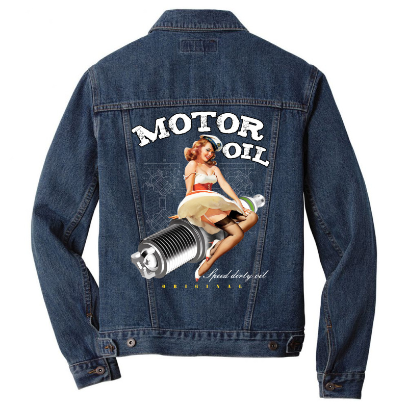 Motor Oil Girl Men Denim Jacket by uezawataish2 | Artistshot