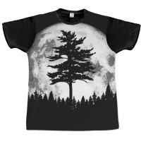 Retro Full Moon & Minimalist Pine Tree Vintage Graphic Pullover Hoodie Graphic T-shirt | Artistshot