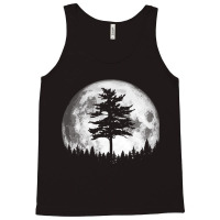 Retro Full Moon & Minimalist Pine Tree Vintage Graphic Pullover Hoodie Tank Top | Artistshot