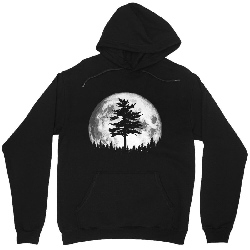 Retro Full Moon & Minimalist Pine Tree Vintage Graphic Pullover Hoodie Unisex Hoodie | Artistshot