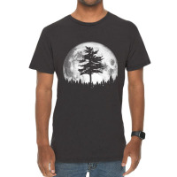 Retro Full Moon & Minimalist Pine Tree Vintage Graphic Pullover Hoodie Vintage T-shirt | Artistshot